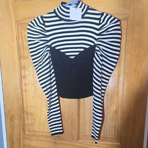 ZARA NWT SMALL Striped Black and White Women's Top